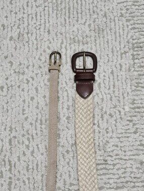 American Apparel Beige Braided and Light Taupe Slim Belt Set